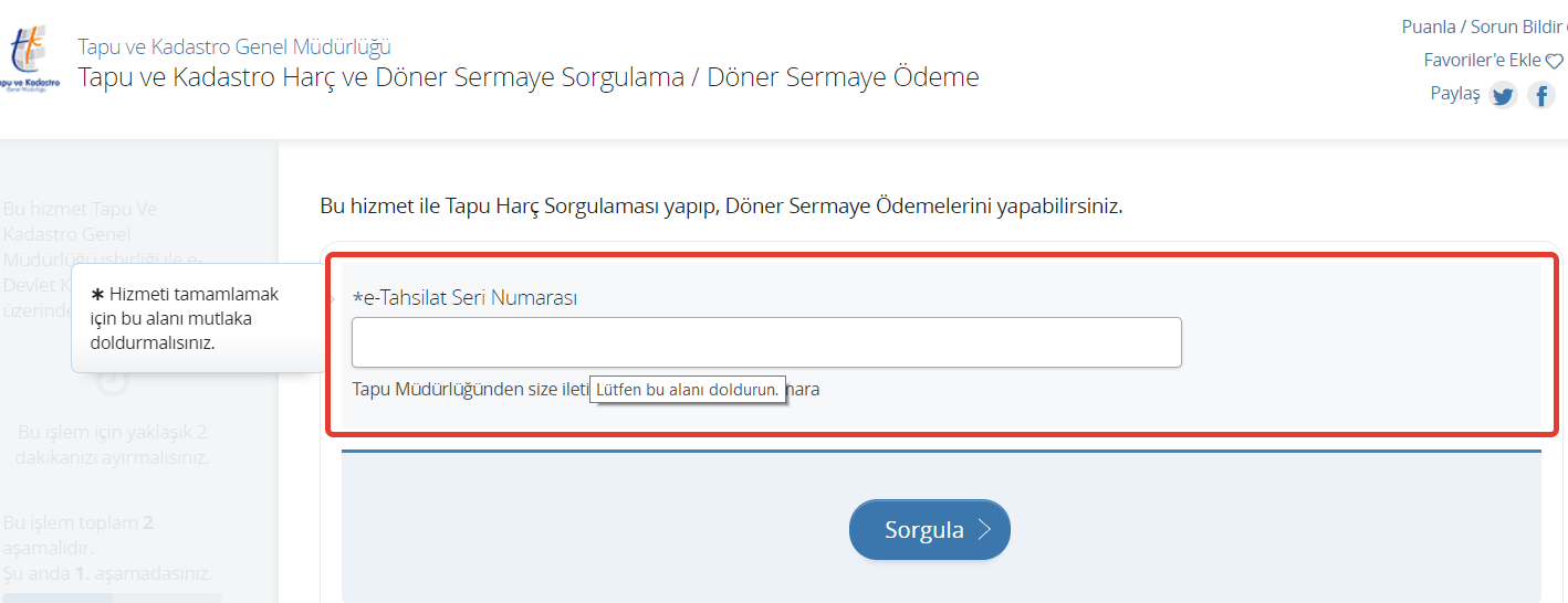 e devlet tapu harcı sorgulama