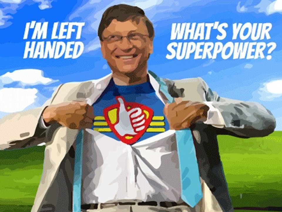 Dünyanın en zengin insanı Bill Gates, solaklığı ile övünenlerden... 