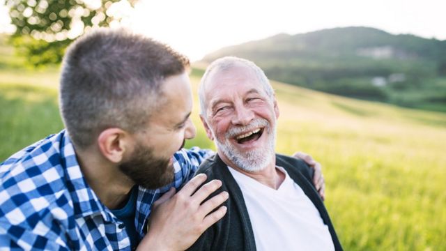 A younger man and his elderly father (stock picture)