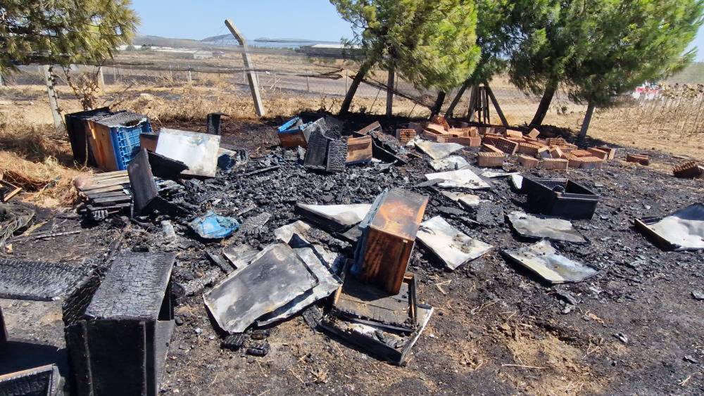 Anız yangınında 150 arı kovanı zarar gördü